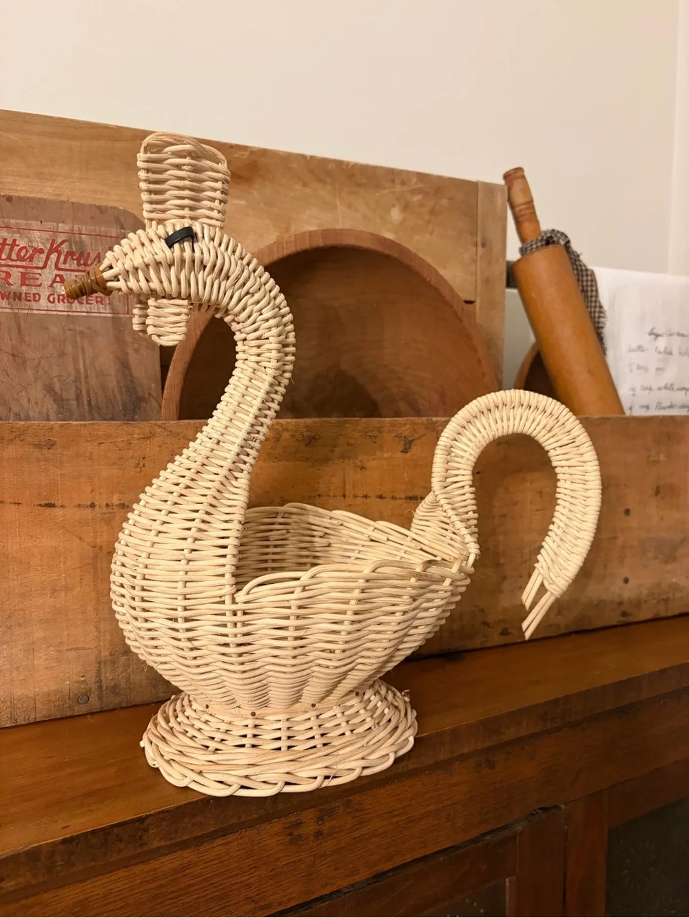 Vintage Wicker Bird Basket